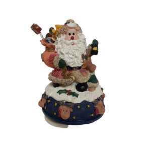 Santa Claus Music Box Wind Up Christmas Reindeer Gift Plays Dashing through Snow